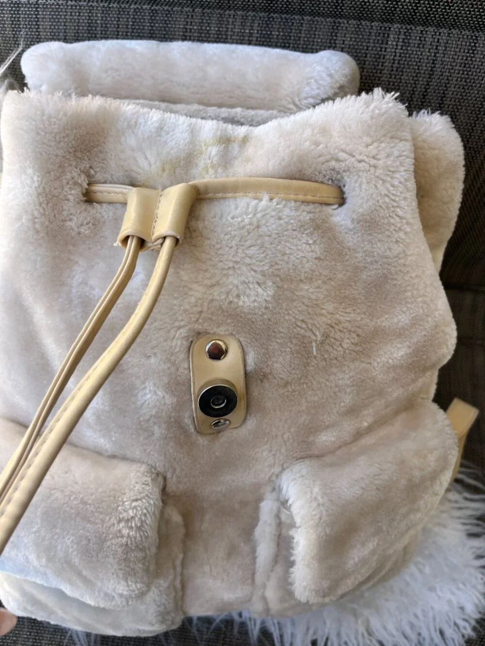 Urban Outfitters Plush Fuzzy Cream Sherpa Flap Backpack Bag